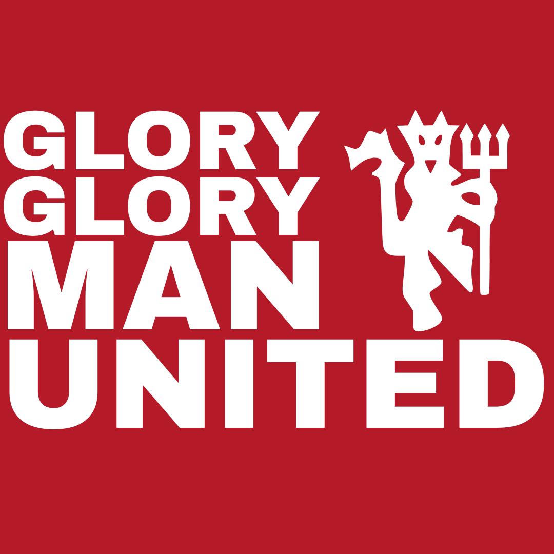 Manchester United Men's T-Shirt | Glory Glory Man Utd - Classic Red Devils Crew Neck