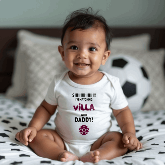 Shh! I'm Watching Villa Baby Romper | Tiny Villans Matchday Bodysuit - Future Villa Park Star