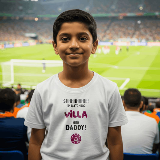 Kids Shh! I'm Watching Villa T-Shirt | Young Villans Matchday Crew - Future Villa Park Legend