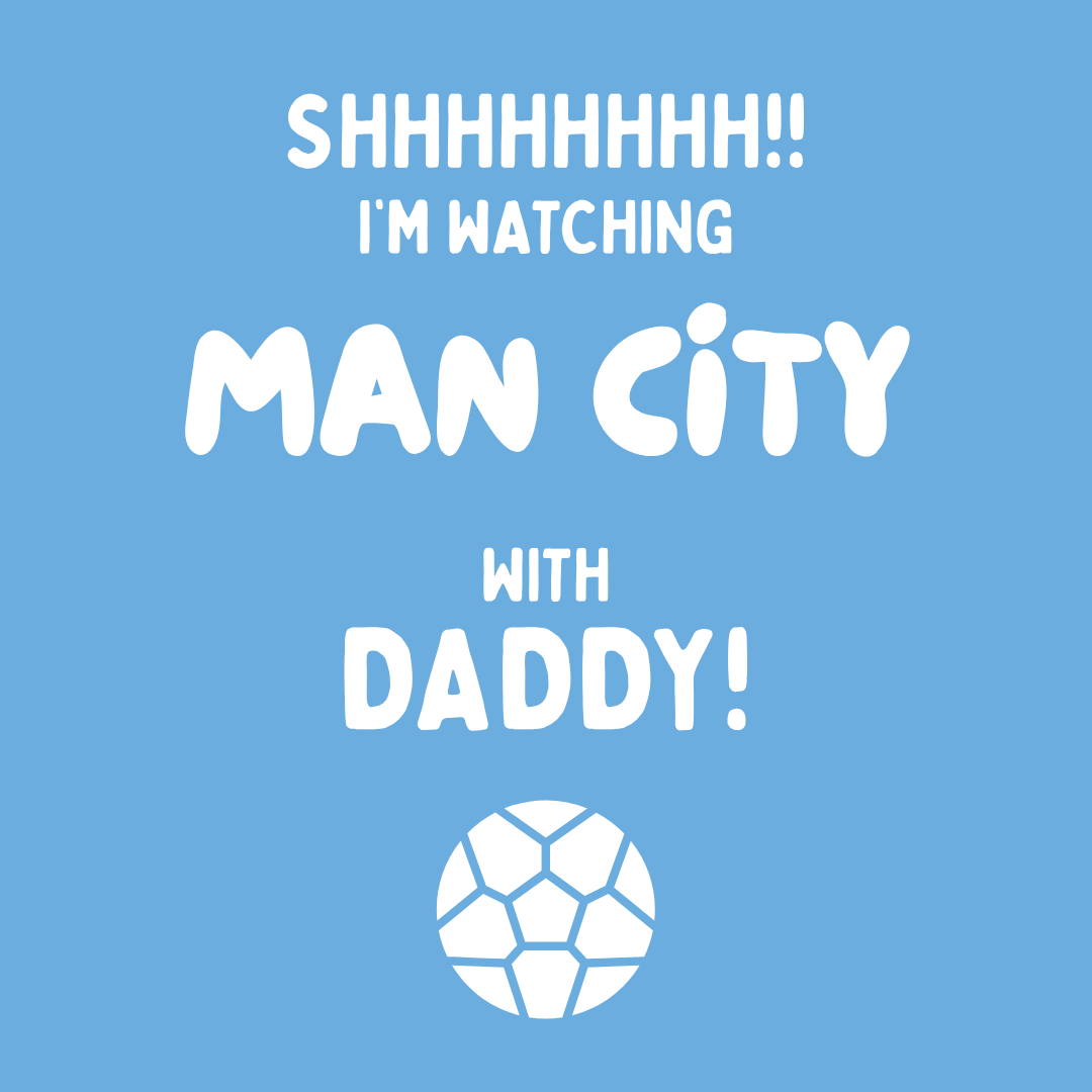 Shh! I'm Watching Man City Baby Romper | Tiny Citizens Matchday Bodysuit - Future Etihad Star
