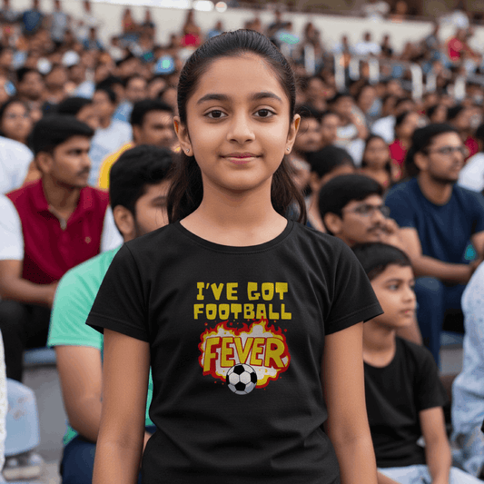 Football Fever Girl's T-Shirt | Crew Neck for Young Fans
