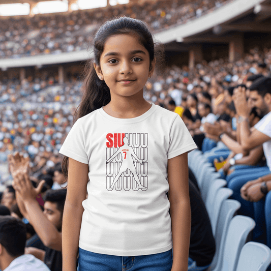 Girl's Ronaldo SIU - Crew Neck T-Shirt - Ronaldo SIU celebration t-shirt CR7 Manchester United football fan apparel India