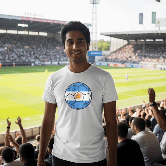 Argentina Football Flag Mens T-Shirt | Classic Crew for Supporters