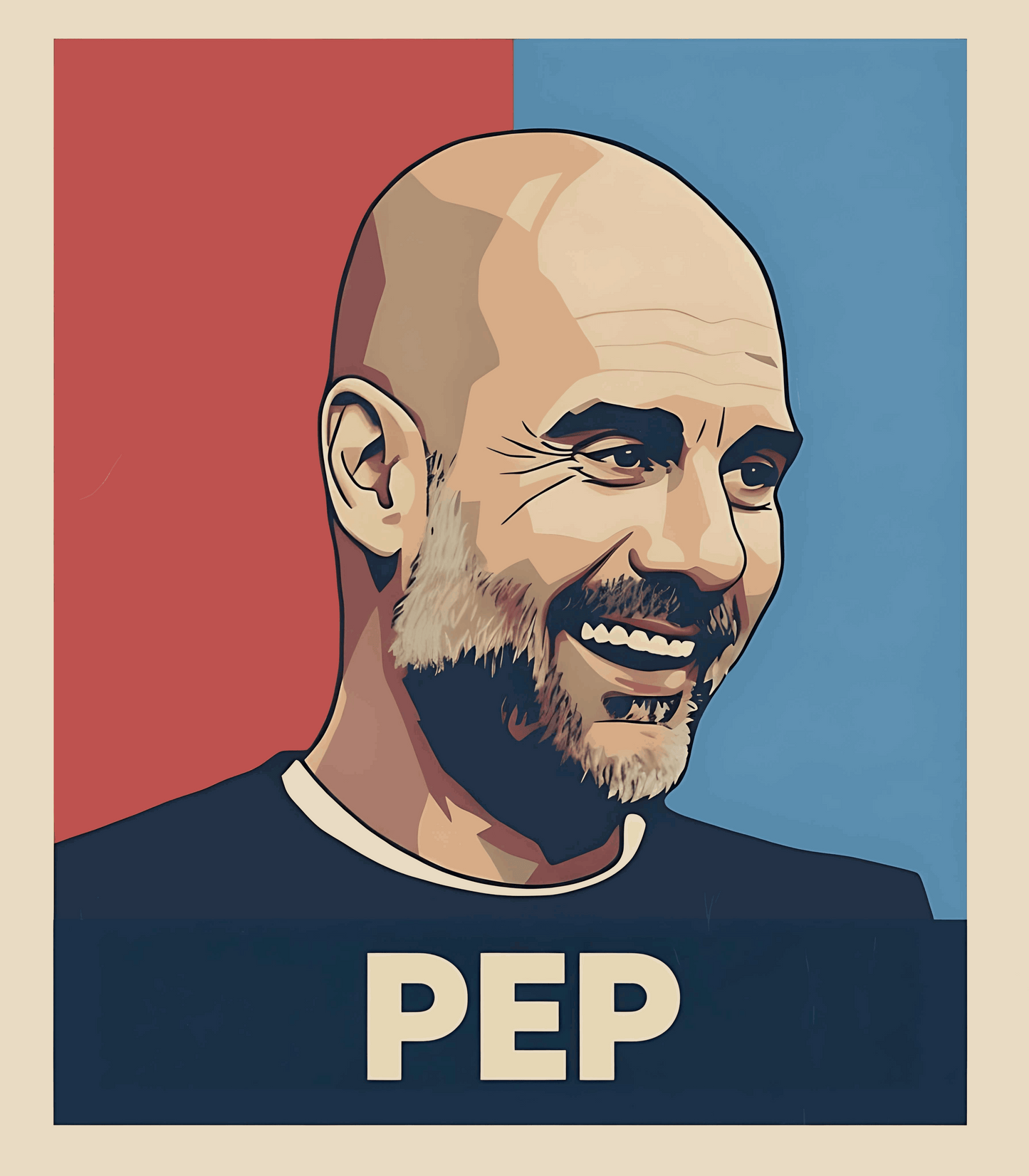 Manchester City T-Shirt - Stylized portrait celebrating Pep Guardiola's Cityzen legacy
