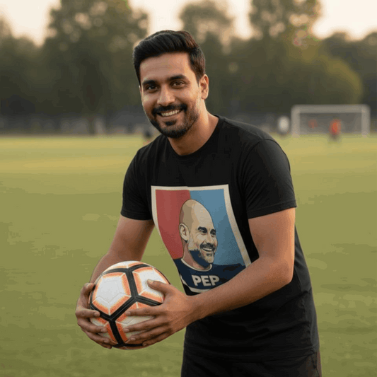 Pep Manchester City T-Shirt coaching pose Guardiola sky blue