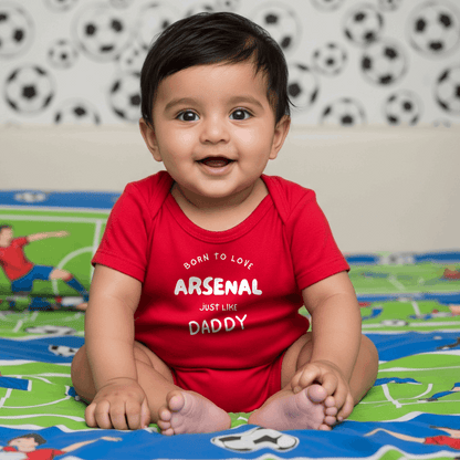 Born to Love Arsenal Baby Romper | Daddy's Little Gunner - Future Emirates Star Bodysuit