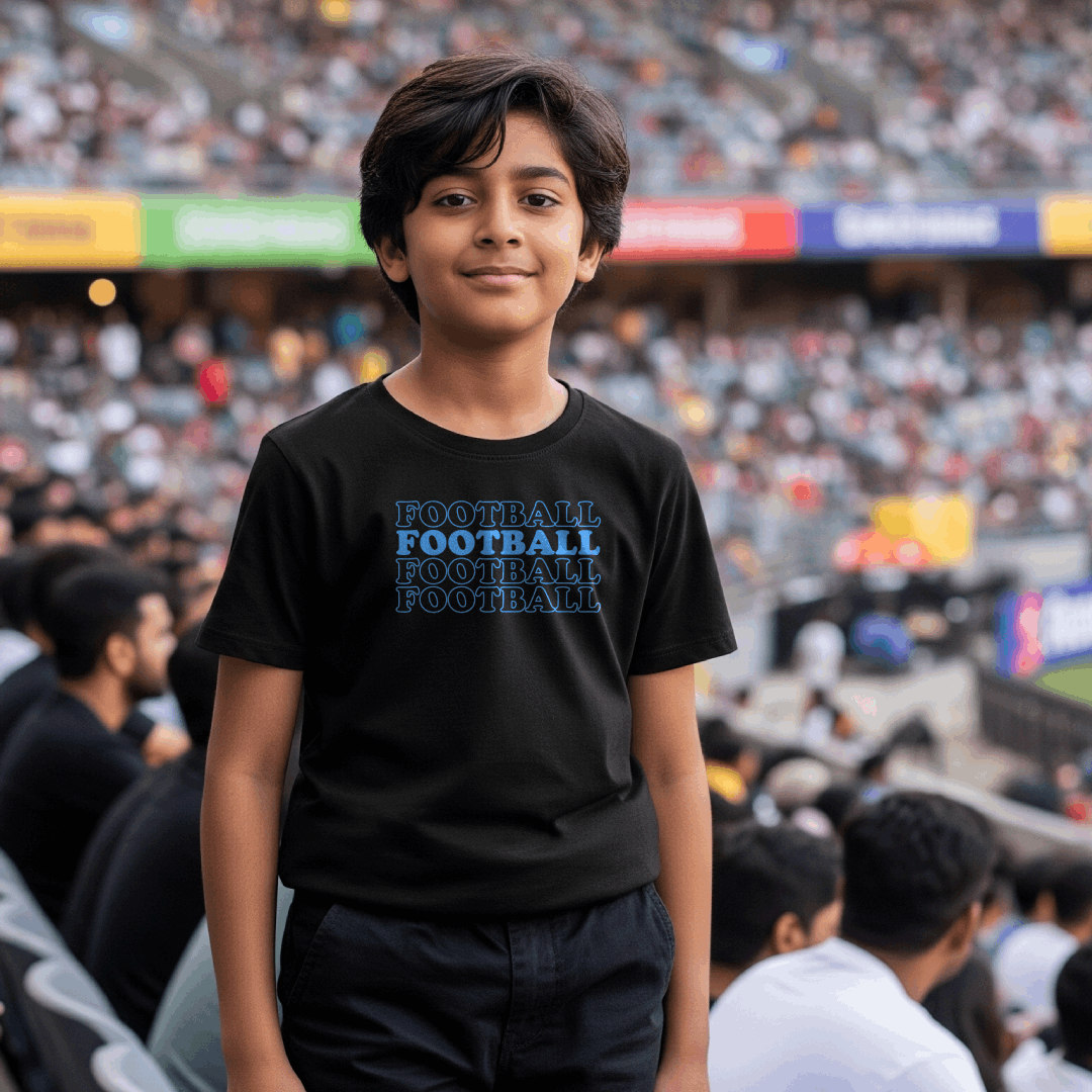 Football Text Kid's T-Shirt | Crew Neck for Young Fans