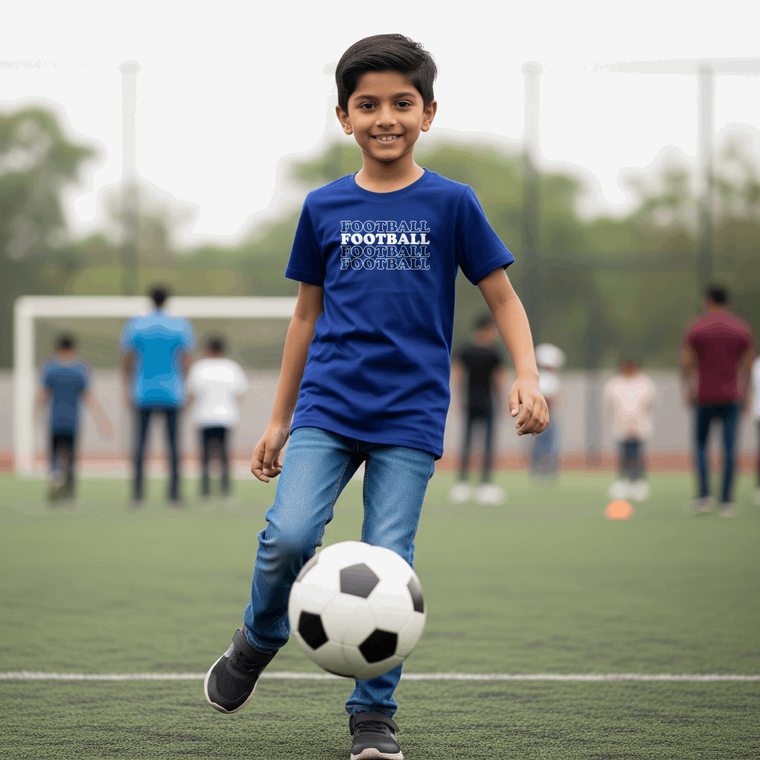 Football Text Kid's T-Shirt | Crew Neck for Young Fans