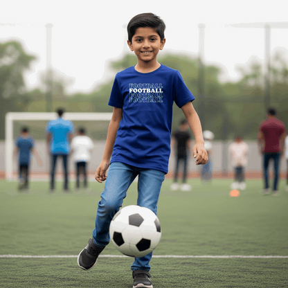 Football Text Kid's T-Shirt | Crew Neck for Young Fans