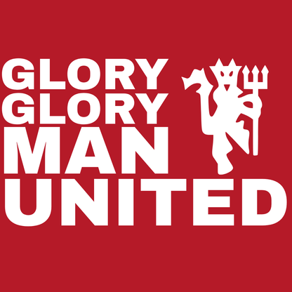 Manchester United Men's T-Shirt | Glory Glory Man Utd - Classic Red Devils Crew Neck