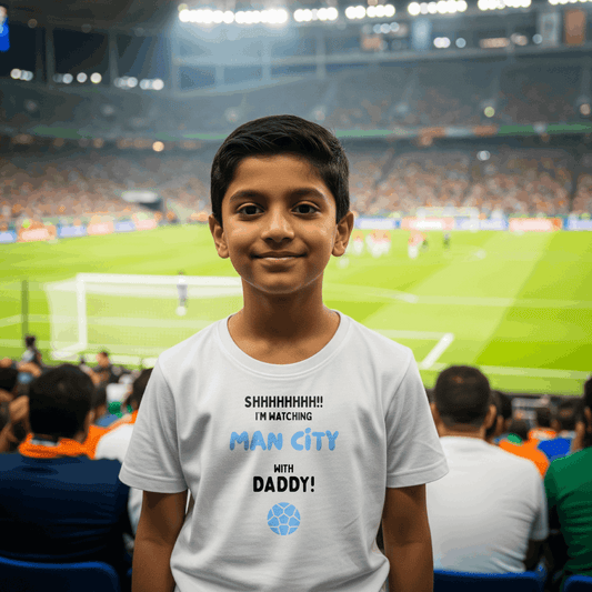 Kids Shh! I'm Watching Man City T-Shirt | Young Citizens Matchday Crew - Future Etihad Legend