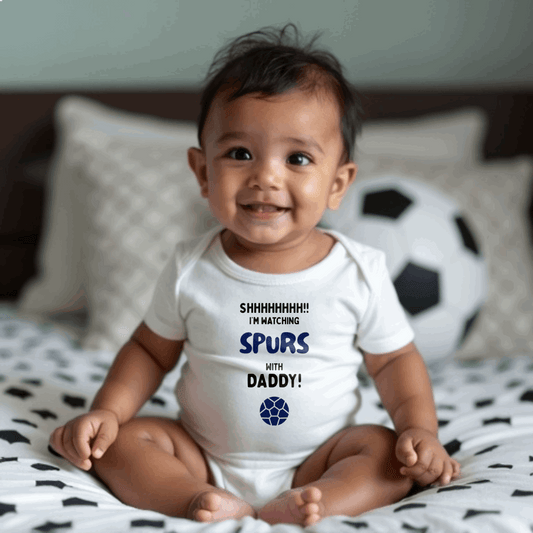 Baby Shh! I'm Watching Spurs Romper | Tiny Lilywhites Matchday One-Piece - Future White Hart Lane Superstar