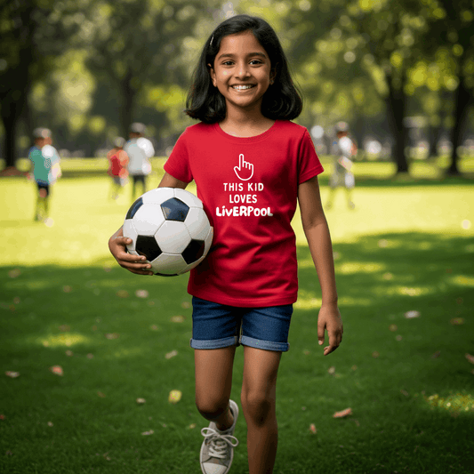 Liverpool FC Girls T-Shirt | This Kid Loves Liverpool - Young Reds Crew Neck