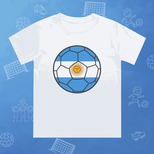 Argentina Football Flag Kids T-Shirt | Classic Crew for Fans