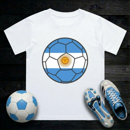 Argentina Football Flag Kids T-Shirt | Classic Crew for Fans
