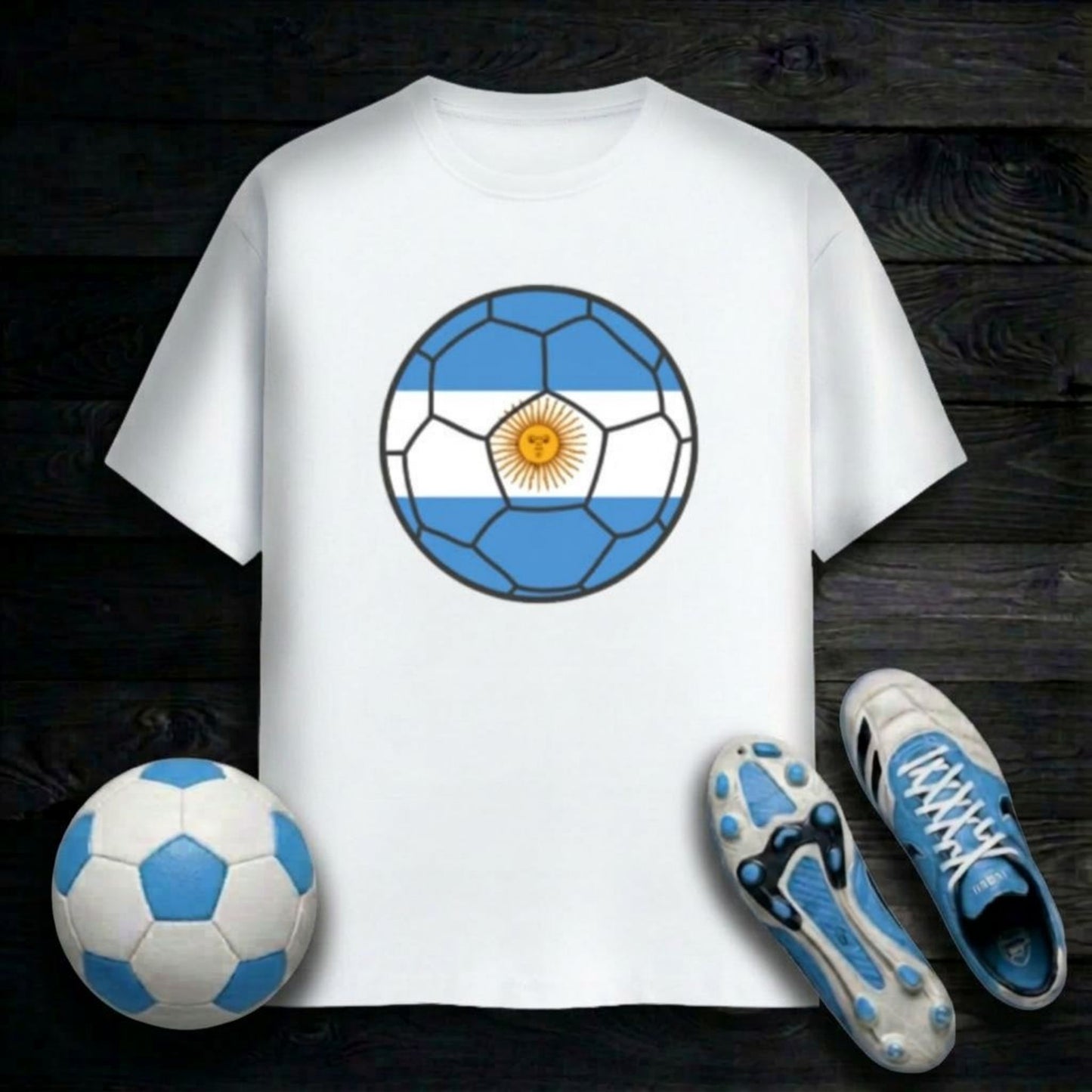Argentina Football Flag Mens T-Shirt | Classic Crew for Supporters