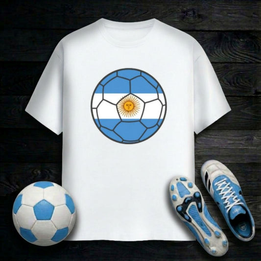 Argentina Football Flag Mens T-Shirt | Classic Crew for Supporters