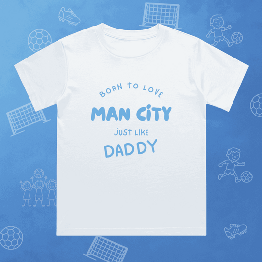 Kid's Born to Love Man City T-Shirt | Young Citizens Crew Neck - Future Etihad Legend