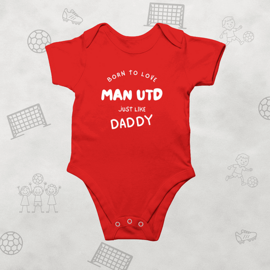 Born to Love Man Utd Baby Romper | Future Theatre of Dreams Bodysuit