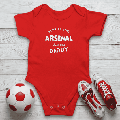 Born to Love Arsenal Baby Romper | Daddy's Little Gunner - Future Emirates Star Bodysuit