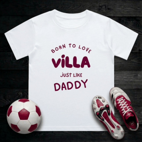 Kid's Born to Love Villa T-Shirt | Young Villans Crew Neck - Future Villa Park Legend