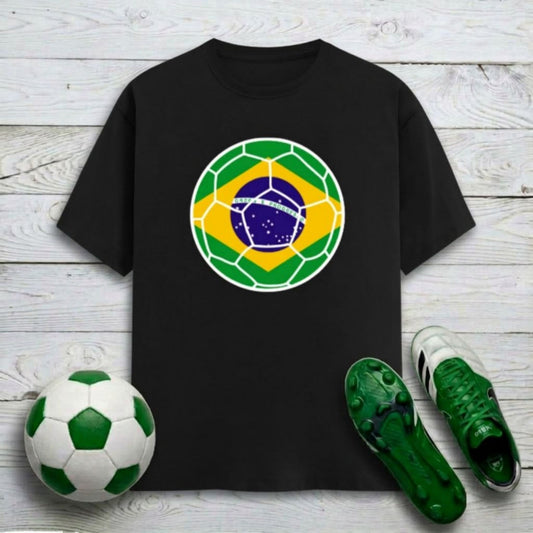Brazil Football Flag Mens T-Shirt | Classic Crew for Supporters
