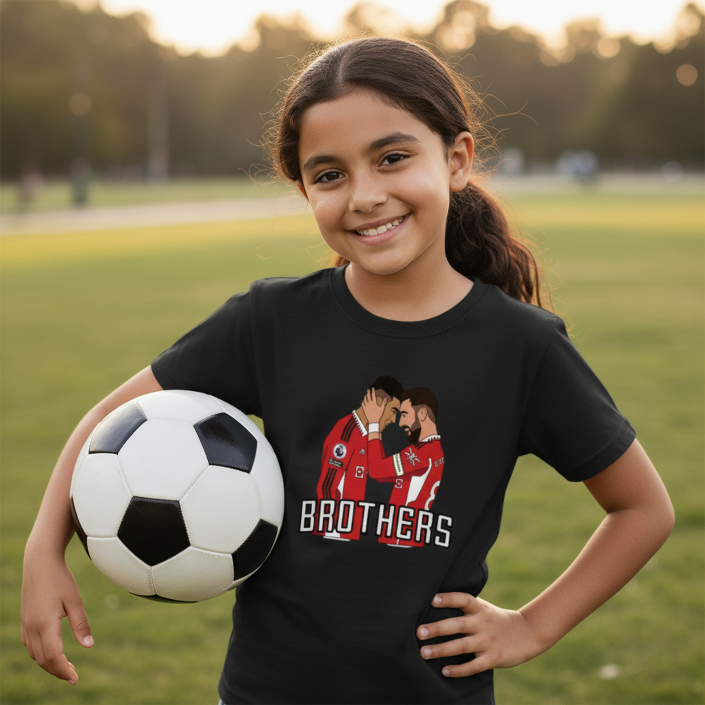 Girls’ Casemiro & Bruno Fernandes T-Shirt – Manchester United Brothers Football Tee