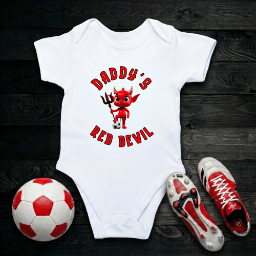 Manchester United Baby Romper | Daddy's Red Devil - Future Theatre of Dreams Bodysuit