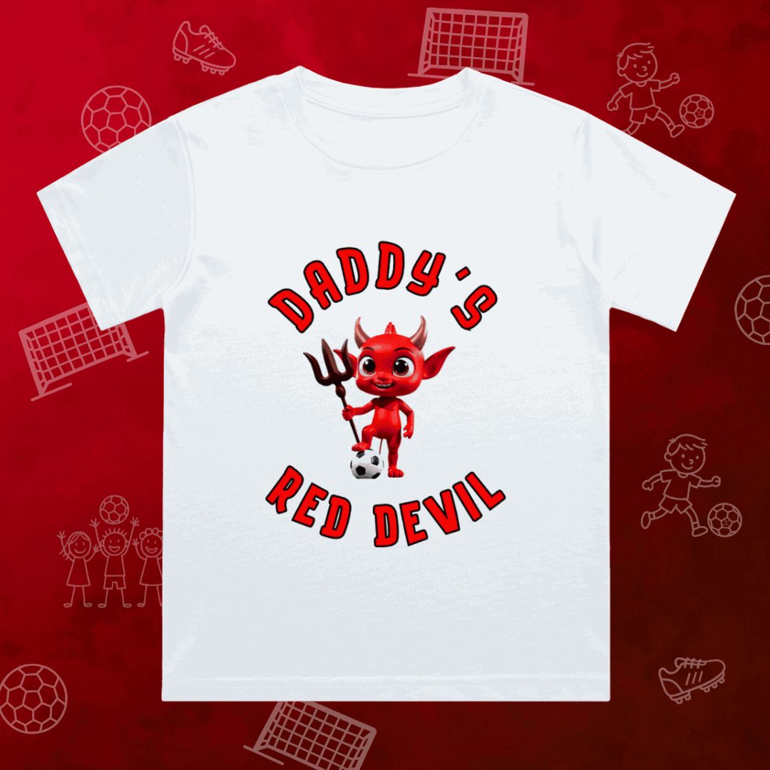 Manchester United Kids T-Shirt | Daddy's Red Devil - Young Red Devils Crew Neck