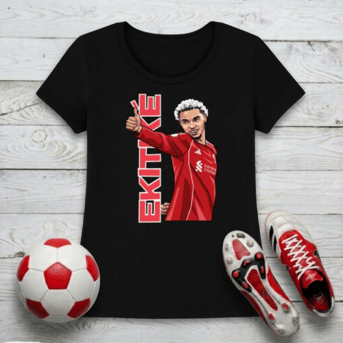 Women's Ekitike Celebration T-Shirt - Premium Cotton Football Tee for Adult Women Supporters