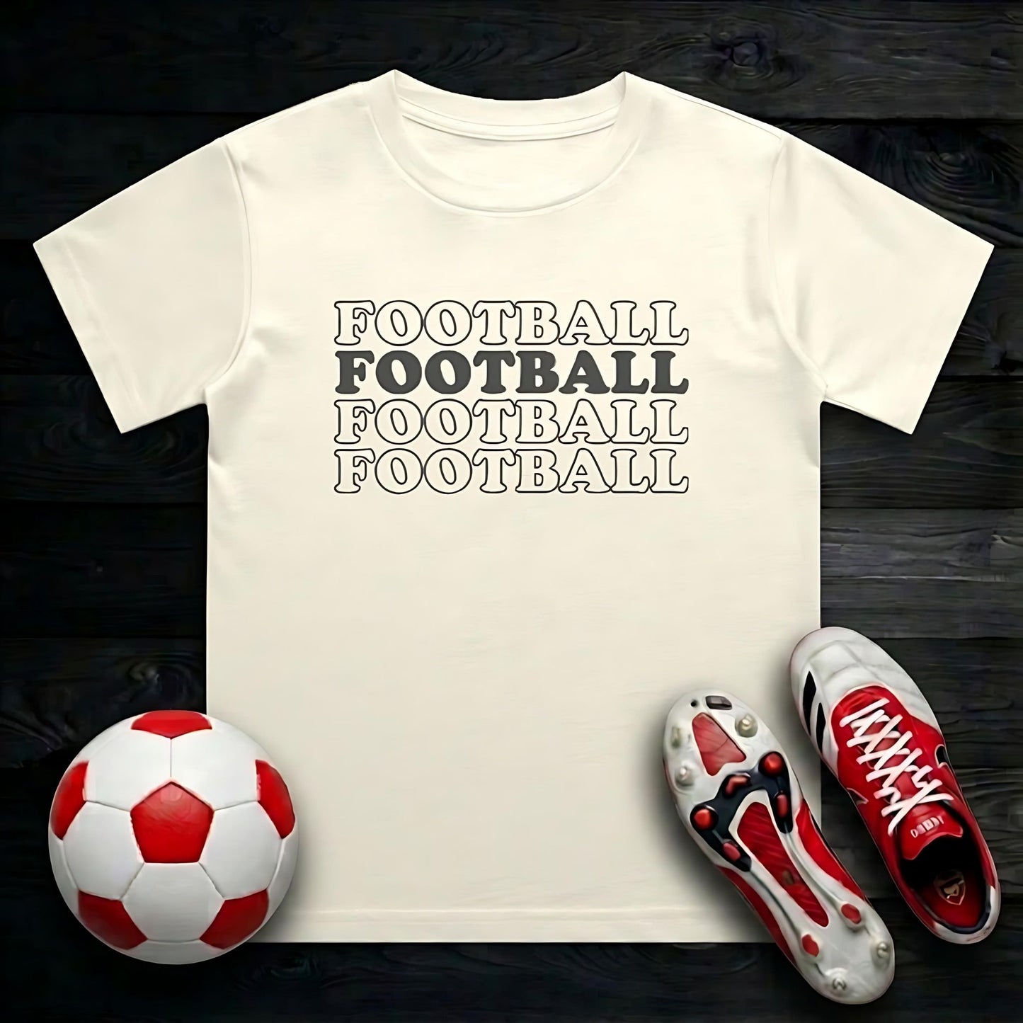 Football Text Kid's T-Shirt | Crew Neck for Young Fans