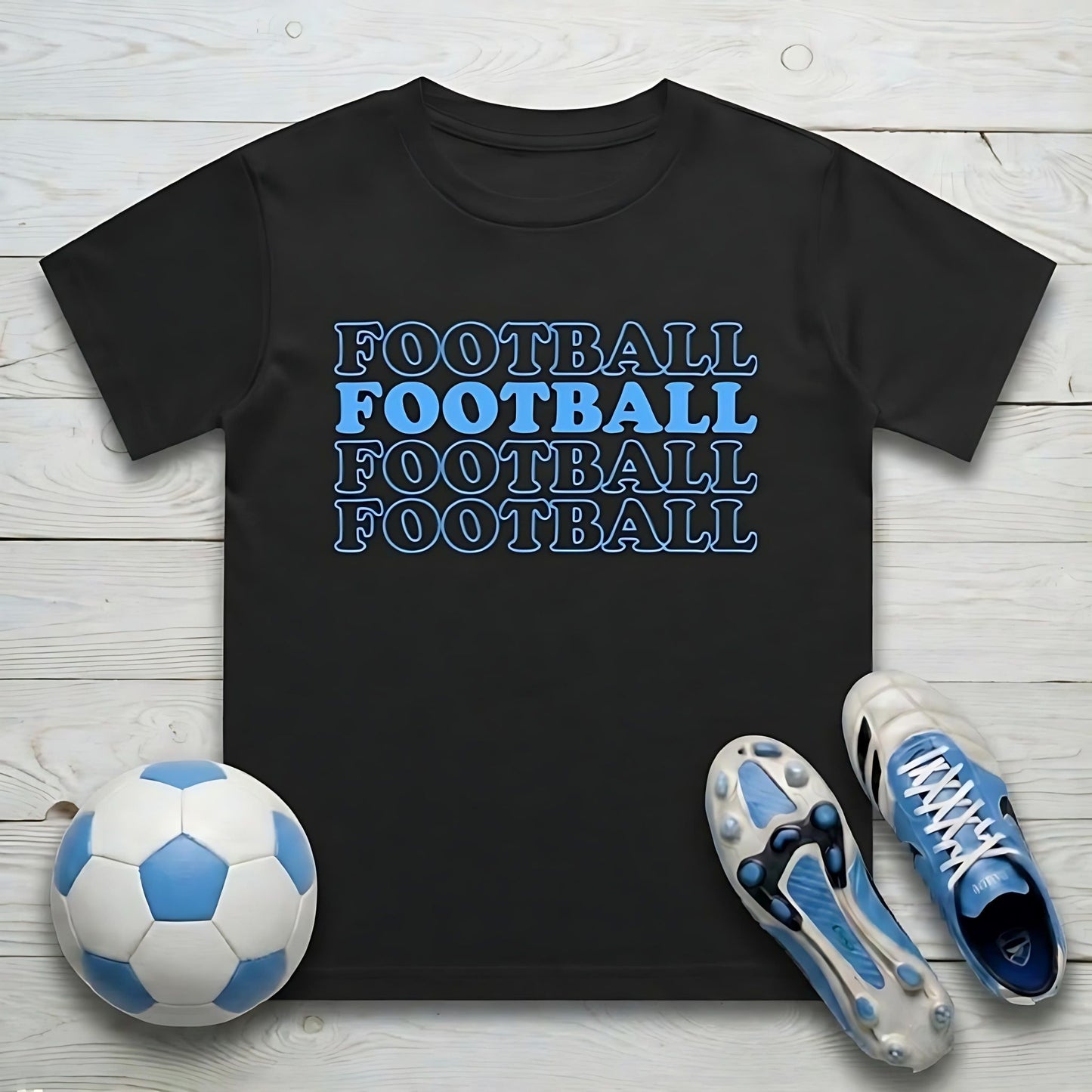Football Text Kid's T-Shirt | Crew Neck for Young Fans
