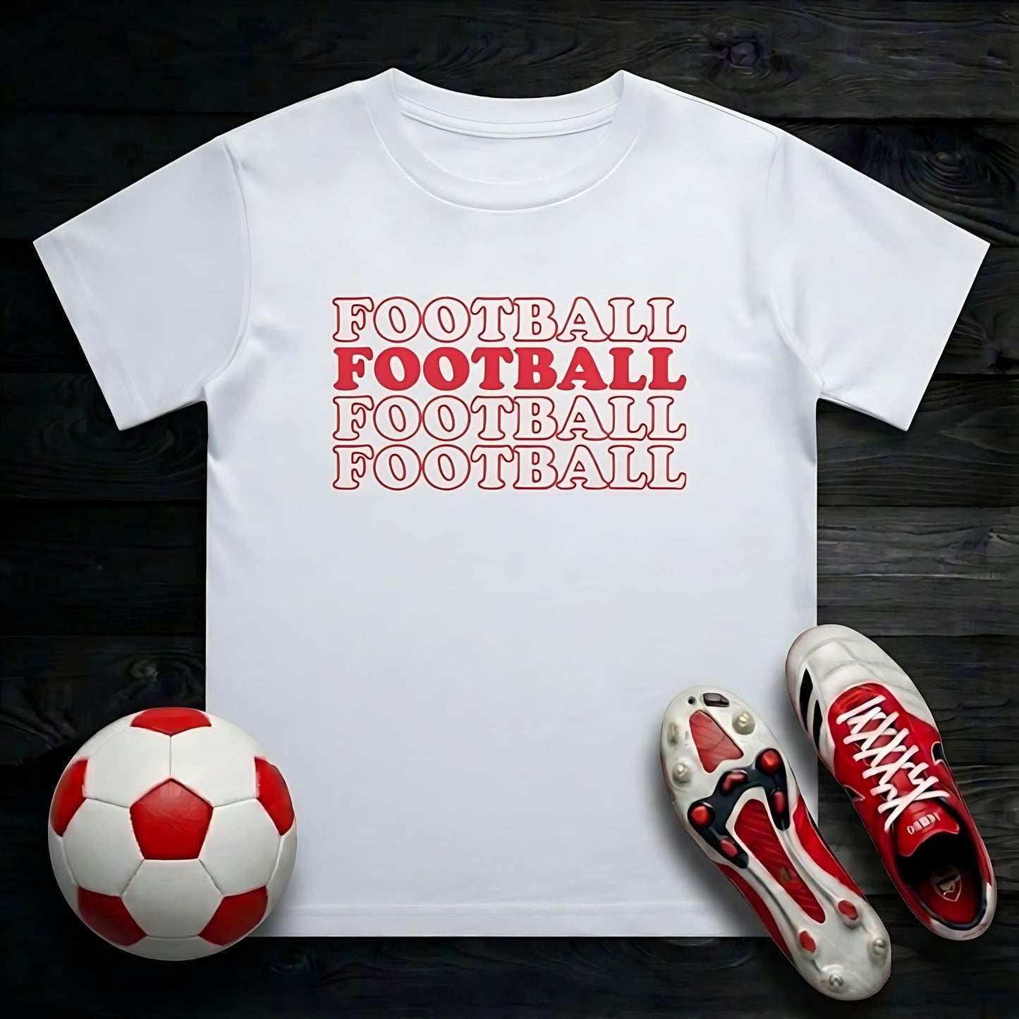 Football Text Kid's T-Shirt | Crew Neck for Young Fans