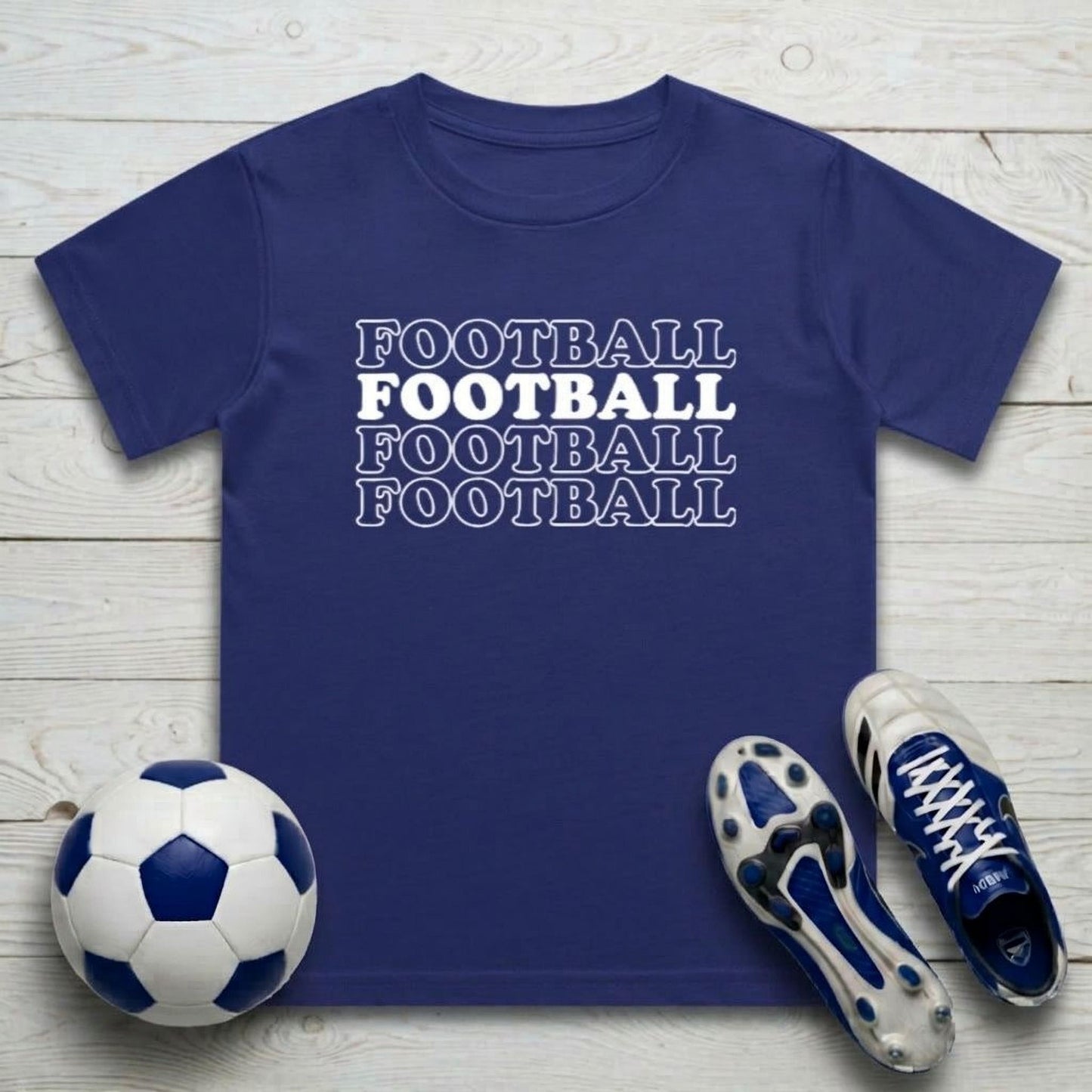 Football Text Kid's T-Shirt | Crew Neck for Young Fans