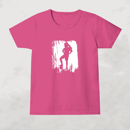 Football girl's t-shirt - Pink paint silhouette standing design