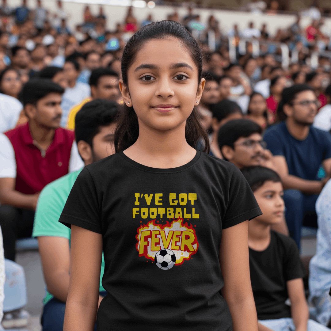 Football Fever Girl's T-Shirt | Crew Neck for Young Fans