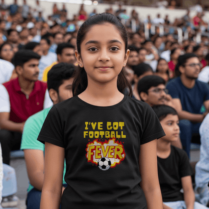 Football Fever Girl's T-Shirt | Crew Neck for Young Fans