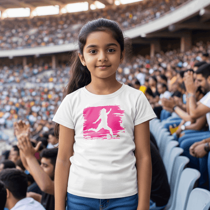Girl wearing football girl's t-shirt - Young player with shooting design