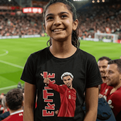 Ekitike Celebration T-Shirt - Premium Cotton Football Tee for Young Girls
