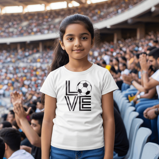 Love Football Girl's T-Shirt | Crew Neck for Young Fans