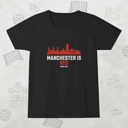 Manchester is Red Man Utd Girl's Crew Neck T-Shirt - Front view