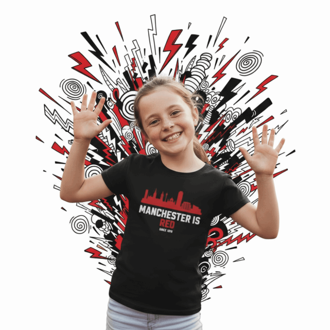 Manchester is Red Man Utd Girl's Crew Neck T-Shirt | Young Devils Pride