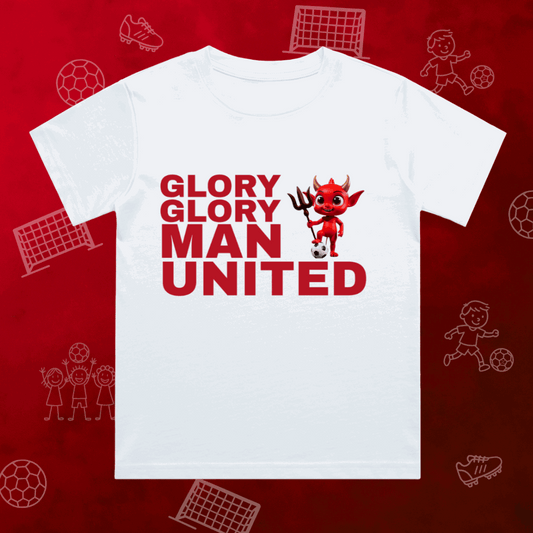 Manchester United Kids T-Shirt | Glory Glory Man Utd - Young Red Devils Crew Neck