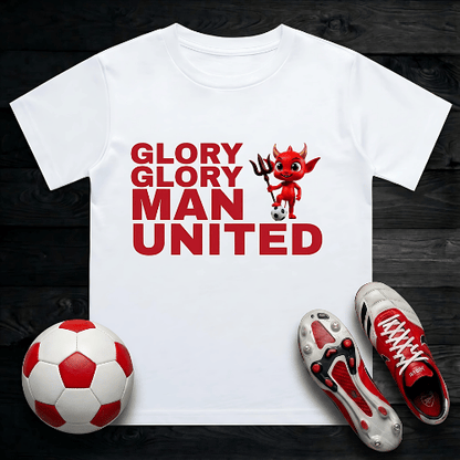 Manchester United Kids T-Shirt | Glory Glory Man Utd - Young Red Devils Crew Neck