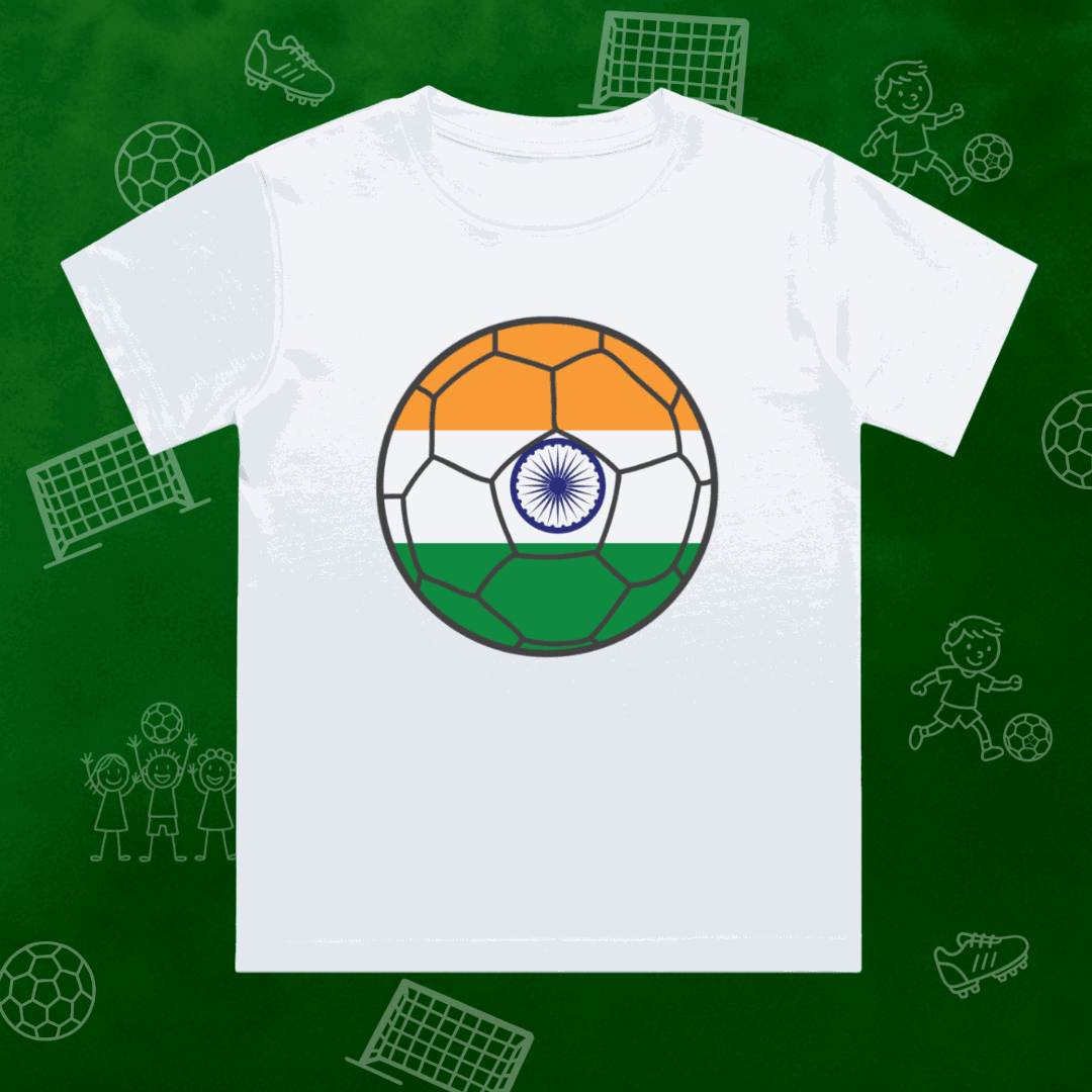India Football Flag Kids T-Shirt | Classic Crew for Young Supporters