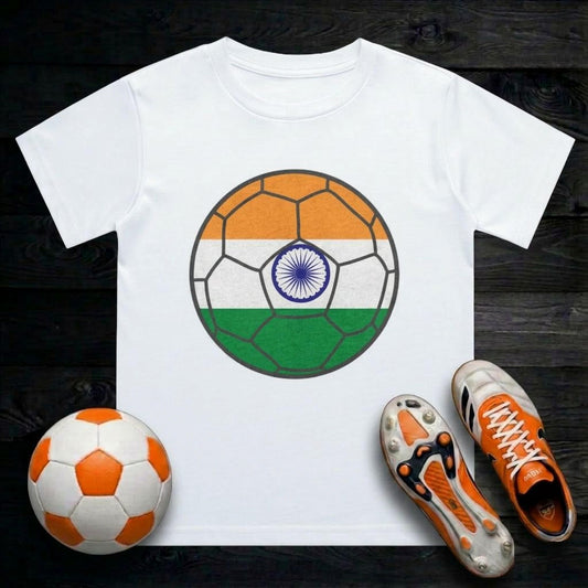 India Football Flag Kids T-Shirt | Classic Crew for Young Supporters