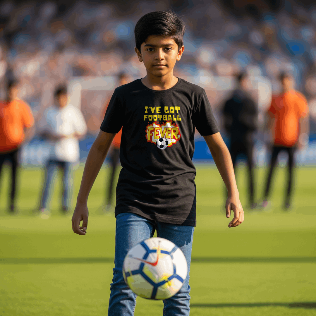 Football Fever Kid's T-Shirt | Crew Neck for Young Fans