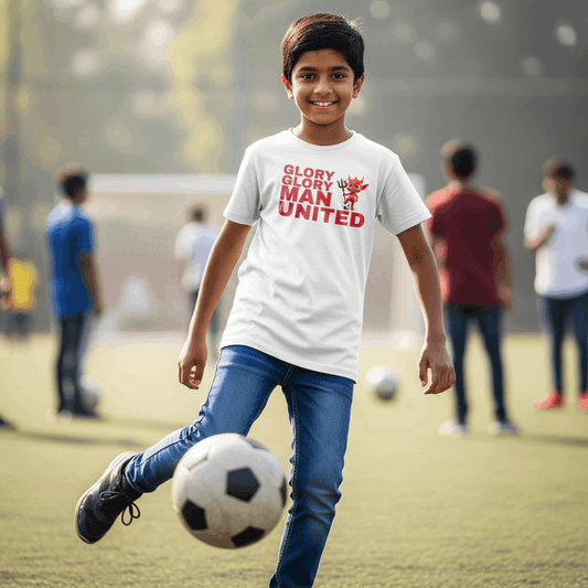 Manchester United Kids T-Shirt | Glory Glory Man Utd - Young Red Devils Crew Neck