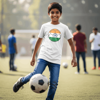 India Football Flag Kids T-Shirt | Classic Crew for Young Supporters