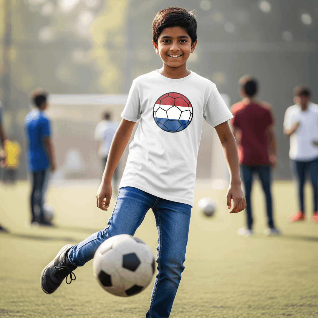 Netherlands Football Flag Kids T-Shirt | Classic Crew for Supporters